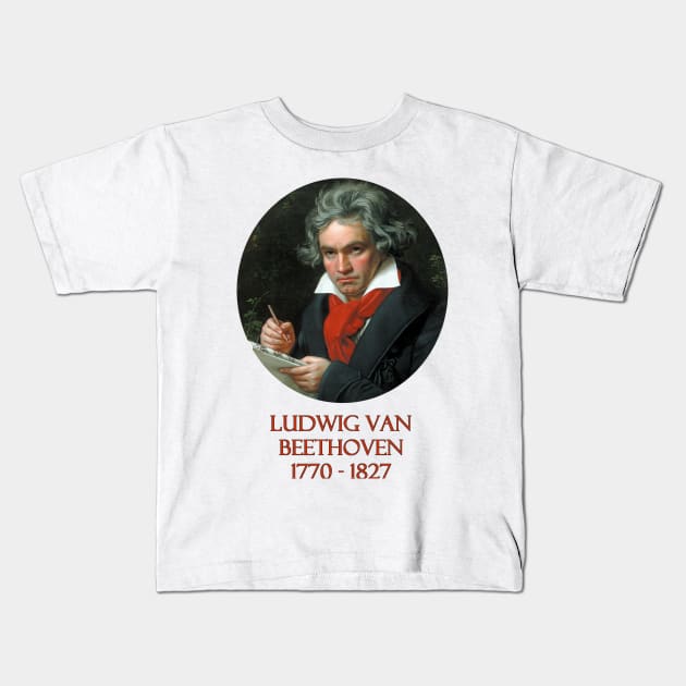 Great Composers: Ludwig van Beethoven Kids T-Shirt by Naves
